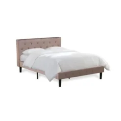 3 PC Queen Size Bed Set - Button Tufted Bed Frame --Brown Taupe Velvet Upholstered Headboard - Mahogany Finish Nightstand - NL14Q-2BF0M -Bed Frame Shop 739b688b 42ec 4917 beed f5a21c4e0f6b