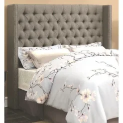 Copper Grove Guayabal Demi-wing Button-tufted Grey Upholstered Headboard - Full - Grey Headboard Only