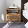 COZAYH Rustic Farmhouse Woven Fronts Nightstand, Spacious Storage End Table - 1-drawer