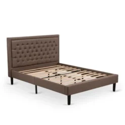 2 Pieces Bedroom Set - 1 Bed Brown Linen Fabric And Button Tufted Headboard - 1 Nightstand (Bed Size Options) - KD18F-1HI07 -Bed Frame Shop 74ae9b0e 89bf 4f6b ba90 0738c3ffc204