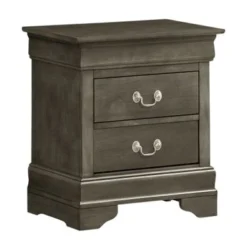 Louis Phillipe 2-drawer Wooden Nightstand - Grey -Bed Frame Shop 74d03108 9786 44bb 8d64 6e6cff0aaa8a
