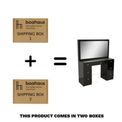 Boahaus Venus Modern Vanity, Glass Top, 07 Drawers - N/A - Black-Crystal Knobs -Bed Frame Shop 74faf269 8135 442a bf93 ae1146bb7dd4