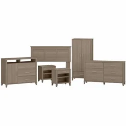 Somerset 6 Piece Full/Queen Size Bedroom Set By Bush Furniture - Fresh Walnut -Bed Frame Shop 751bb57b bfce 408d 9ddf 3390ca5d22f3