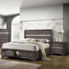 Bara Contemporary Grey Solid Wood Storage 3-Piece Platform Bedroom Set By Silver Orchid - Queen