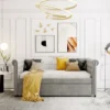 Nestfair Twin Size Upholstered Daybed With Trundle And Wood Slat - Grey