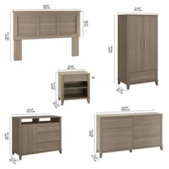 Somerset 6 Piece Full/Queen Size Bedroom Set By Bush Furniture - Ash Gray -Bed Frame Shop 761bfde2 f6a1 4f01 8f70 c87aec0810eb