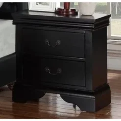 22" Wide Nightstand With Drawers - Black