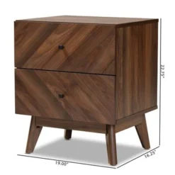 Baxton Studio Hartman Mid-Century Modern Walnut Finished Wood 2-Drawer Nightstand - Walnut Brown -Bed Frame Shop 765f3bdd 03b2 45bc 8b31 5f6bbed77b54
