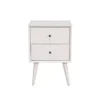 Mahogany Wood Mid Century Nightstand, White - 2-drawer