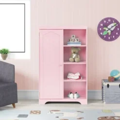 Nestfair Storage Armoire Cabinet With 3 Shelves - Pink -Bed Frame Shop 76f5cece b83e 44a6 b22a 62326427c6de