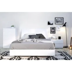 Nexera Paris Platform Bed With Headboard, White - Queen -Bed Frame Shop 771acda9 f805 41d2 af08 55bbb58411b9
