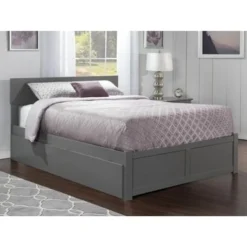 Orlando Full Platform Bed With Footboard And 2 Bed Drawers In Gray - Full -Bed Frame Shop 78148987 81b8 489b b881 85061a26bdf0