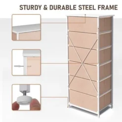 VredHom 6 Drawers Vertical Dresser Storage Tower - Grey - 6-drawer -Bed Frame Shop 7885f0c7 2846 4292 99b3 c25a0b4c15eb