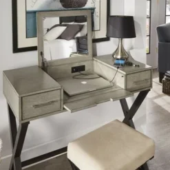 Gatenby Vanity Set With Flip Mirror And Power Strip By INSPIRE Q Classic - Grey -Bed Frame Shop 78932a4a d84f 4c2d b993 6299ffc30433