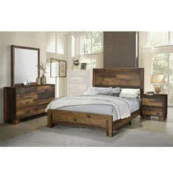 Wooden Queen King Bedroom Set In Rustic Pine - 5 Piece -Bed Frame Shop 78c5e964 ed7f 4efa 8ad7 a4a4bb55c7f6