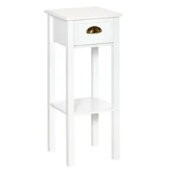 HOMCOM 2-Tier Night Stand With Drawer, Narrow End Table With Bottom Shelf, For Living Room Or Bedroom - Black -Bed Frame Shop 78c9b1dd 7efb 4268 9e4a 811e536a47f6