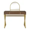 Vanity Desk With Jewelry Tray And Mirror In Walnut And Gold Finish - Walnut And Gold