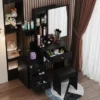 Makeup Vanity Set With Mirror And Stool - Black