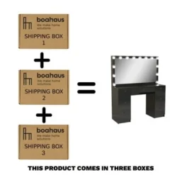 Boahaus Freya Vanity With Light Bulbs, 7 Drawers, Mirror, Black - Black-Crystal Ball Knobs -Bed Frame Shop 79cf33aa b3e0 46ae 9437 6ce6f0220da1