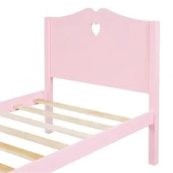 Merax Twin Platform Bed With Love Shaped Headboard And Footboard - Pink -Bed Frame Shop 7b862e17 990e 4e62 bf92 e5180aff7d57