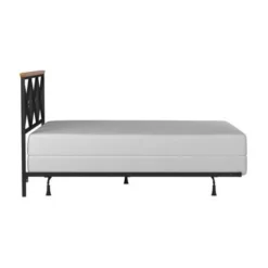 Hillsdale Furniture Ashford Triple X Design Metal Headboard With Frame, Black With Oak Finished Wood - Black W/ Brown Trim - Queen -Bed Frame Shop 7bdc7908 5ed7 461d 8b09 26cd1daa965c