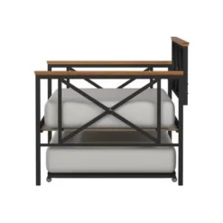 Hillsdale Furniture Ashford Triple X Design Metal Twin Daybed, Black With Oak Wood Accent - Black W/ Brown Trim - Twin -Bed Frame Shop 7be04ff8 17b1 4552 a3e9 1738cb5911f3