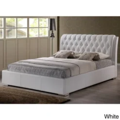 Baxton Studio Bianca Modern And Contemporary Faux Leather Upholstered Full-sized Platform Bed With Tufted Headboard - White