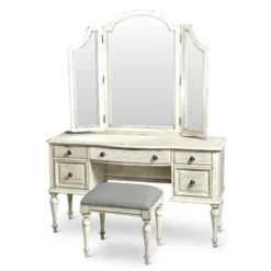 The Gray Barn Havenwood Vanity Desk Set - Distressed Rustic Ivory -Bed Frame Shop 7c147e4b db14 4036 a14b 2af9a70160fe