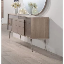 Strick & Bolton Meade Taupe Bronze Dresser - Beige - 6-drawer