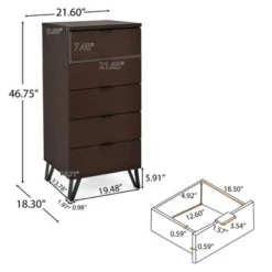 Norcross 5 Drawer Dresser By Christopher Knight Home - Walnut/ Matte Black - 5-drawer -Bed Frame Shop 7ddd6838 6a2a 486a 914e 9ea32b88daf7