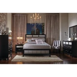 Coaster Furniture Barzini Black 4-piece Bedroom Set With Upholstered Headboard - Queen -Bed Frame Shop 7e72beb8 a31e 48af ab59 0851bc2923fa