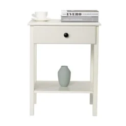 Wood Nightstand Set Of 2 With Drawers And Shelves - White -Bed Frame Shop 7e7d45b3 5ee4 4b26 8b20 0398a6346813