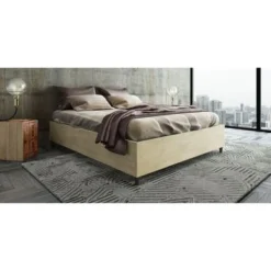 Mid-century Platform Bed With Headboard - White - King -Bed Frame Shop 7e9cc477 c6f8 49de b2c1 5a519054fb6f