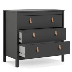 Porch & Den Madrid 3 Drawer Chest - Black Matte -Bed Frame Shop 7ec83bdf 28d9 4374 8534 f9251a157420