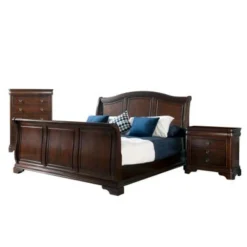 Gracewood Hollow Bujalski Cherry King Sleigh 3-piece Bedroom Set - Cherry - King - 3 Piece -Bed Frame Shop 7f497a06 e8d6 43d7 9c34 07bd9966ebd4