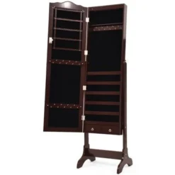 Copper Grove Newtown Espresso Jewelry Cabinet With LED Dressing Mirror - Brown -Bed Frame Shop 7f80a986 fbe3 425c a5fd 12fe6244255c