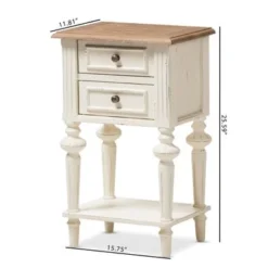 Baxton Studio Helios French Provincial Style Weathered Oak And White Wash Distressed Finish Wood Two-Tone Nightstand - Nightstand-White/Natural -Bed Frame Shop 7fafa122 1612 4e31 bd8d 300059b3da36