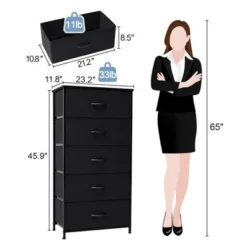 5 Drawers Vertical Dresser Storage Tower Organizer Unit For Bedroom - Black - 5-drawer -Bed Frame Shop 7fdd46f8 dfeb 4205 b33a c13413b2d9ef
