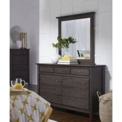 Nine Drawer Dresser With Floating Top And Metal Drawer Pull, Gray -Bed Frame Shop 804cc114 af0b 4757 b28d bc8344446412