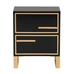 Baxton Studio Giolla Contemporary Glam And Luxe Black Finished Wood And Gold Metal 2-Drawer End Table - Black, Gold -Bed Frame Shop 806bb7c3 9ce7 49aa 9e8f 6487fd620d71