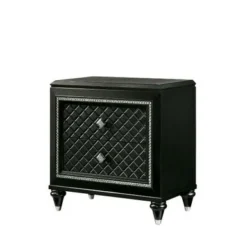 Two Drawer Solid Wood Nightstand With Turned Legs, Gray And Silver - 2-drawer