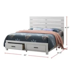 Wooden Queen Storage Bedroom Set In Coastal White - 4 Piece -Bed Frame Shop 81b4e2e8 2cb1 43c4 8fde b01f890ea94a