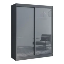 Aria 2 Door Modern High Gloss Wardrobe Armoire - Wenge-47" -Bed Frame Shop 81b90fcc d10b 408a a5ed 926ebe08e284