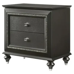 Silver Orchid Brockwell Metallic Gray Nightstand - 2-drawer -Bed Frame Shop 81cc2604 08f2 436c 8cb6 204c1615b8e8
