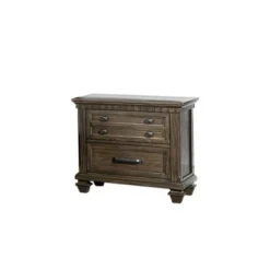 2-Drawer Wood Nightstand In Rustic Brown Finish - Rustic Brown - 2-drawer