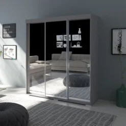 Strick & Bolton Suger 3-door Mirrored Armoire - Wenge -Bed Frame Shop 81ec3d74 3d1a 466e ac7e f0be5d17c370