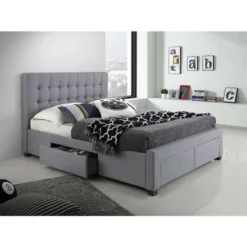 DG Casa Kyla Grey Wood/Fabric 4-drawer Platform Storage Bed Frame - Queen