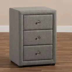 Urban Designs Haley Grey Fabric Upholstered 3-drawer Nightstand -Bed Frame Shop 82222130 4fa2 4ddf 8327 d1ad7eb6039c