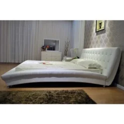 Greatime Vinyl Platform Bed - King-Dark Brown -Bed Frame Shop 8236dd49 5703 45d6 8b27 bcb26150846f