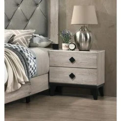 Contemporary Look Cream Color Nightstand Drawers Bed Side Table Plywood - Cream -Bed Frame Shop 823871d8 f3bb 40b9 bf0d 04a9b83d71a5
